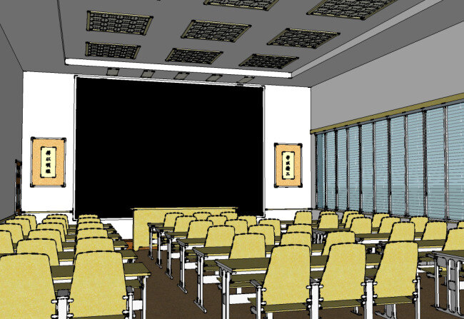 学校模型 学院 skp 园林 景观设计 广场设计 3d模型 教室 黑色