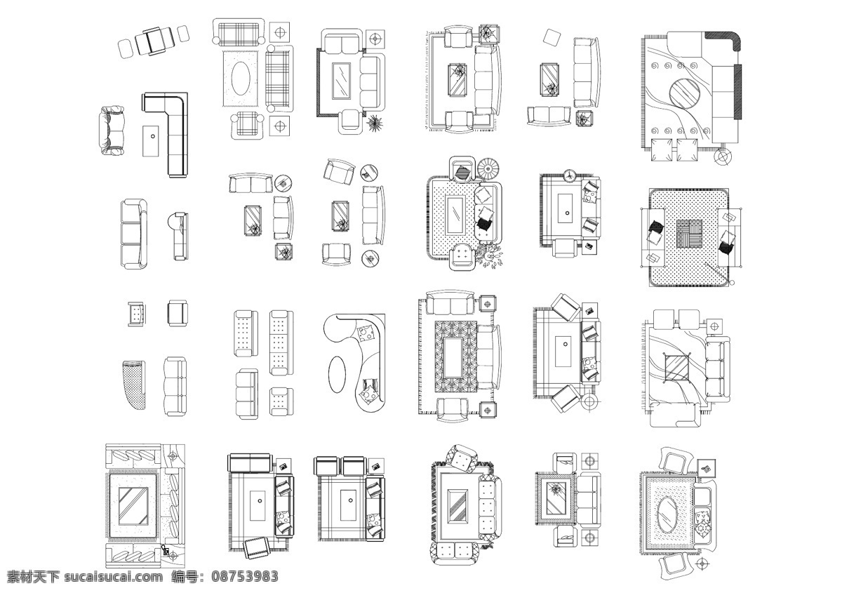 客厅 沙发 线条 布局 地毯 线条图 矢量图 建筑家居