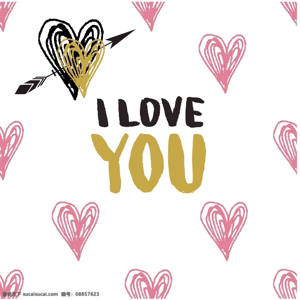 情人节 海报 时尚 潮流 铂金 黑金色 爱心 英文字母 海报背景 卡片 贺卡 矢量素材 抽象 创意 图案 立体设计 高端 粉色浪漫