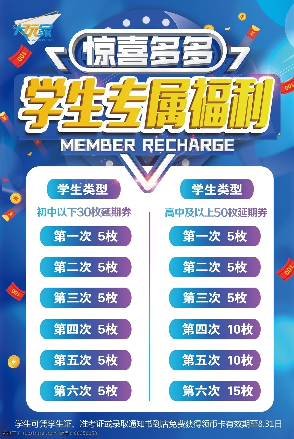 专属福利图片 福利海报 学生专属 惊喜多多 海报 学生 室外广告设计