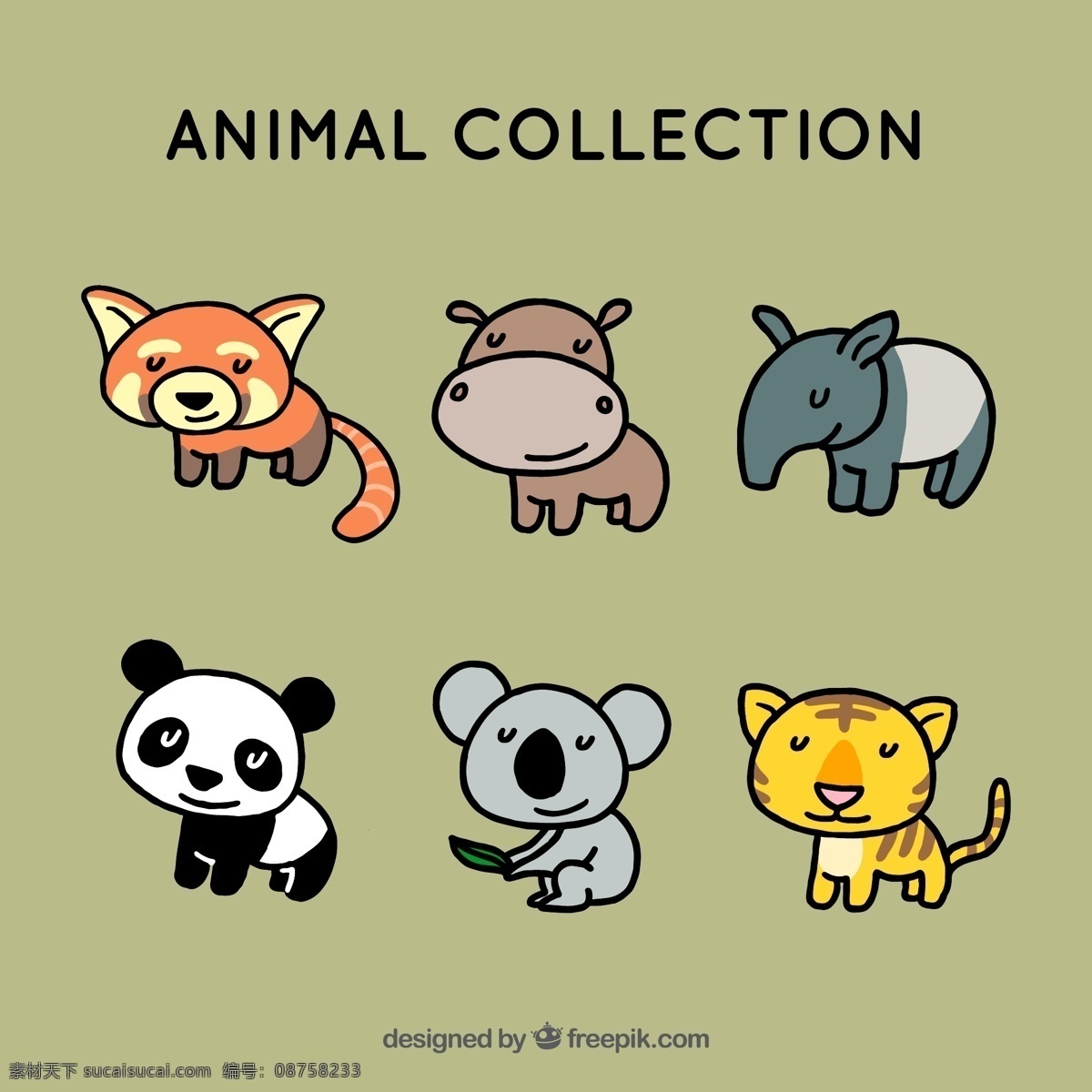 组 简约 可爱 小 动物 卡通 卡哇伊 矢量素材 小动物 创意设计 创意 元素 生物元素 动物元素
