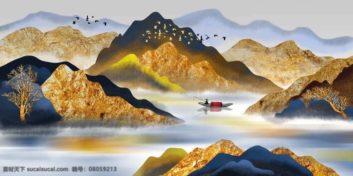 装饰画 金山 山水 沙发墙 客厅画
