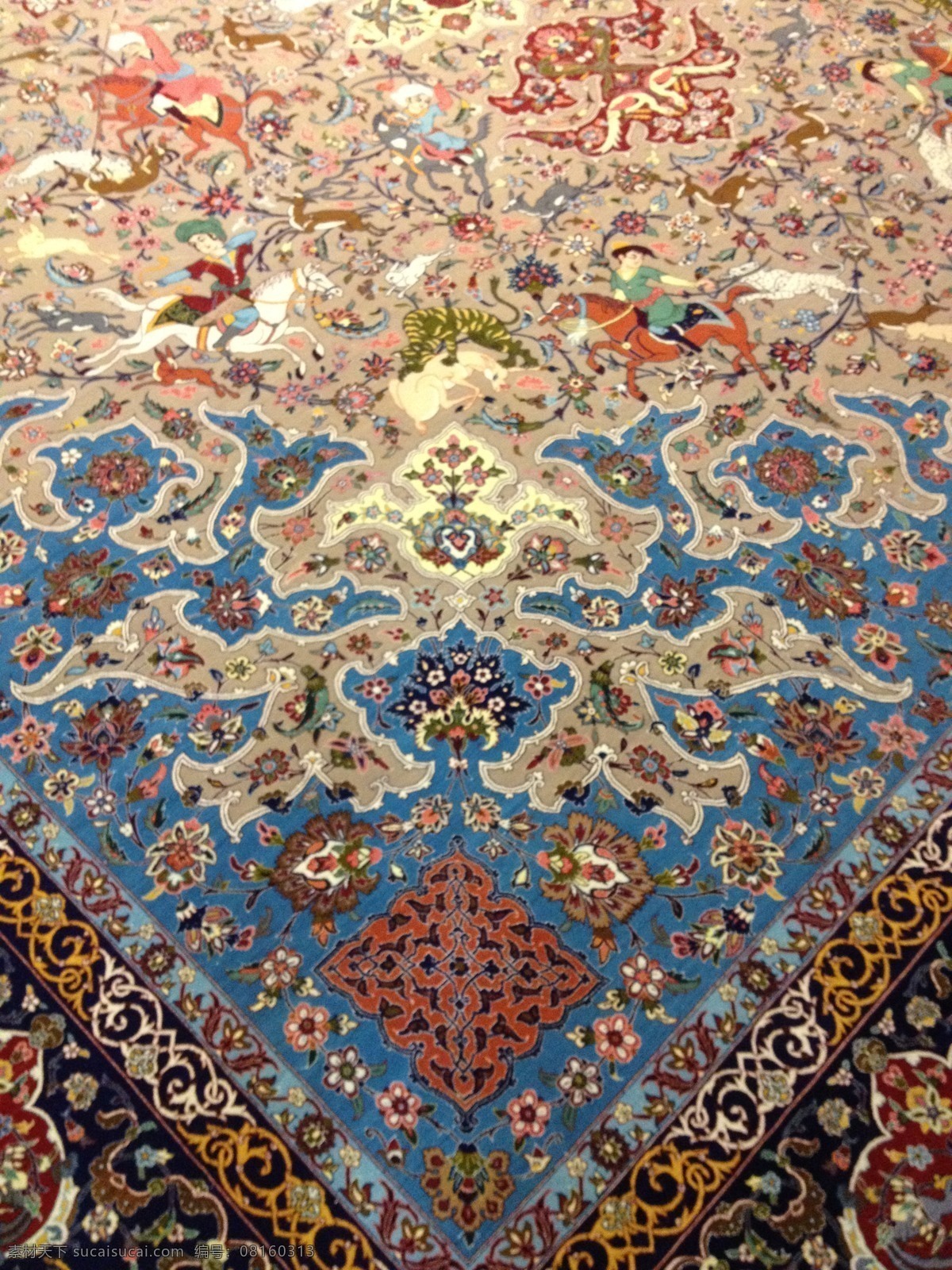 波斯地毯 绝世之作 皇室狩猎 奢侈 材质 舒适 经典 生活素材 生活百科