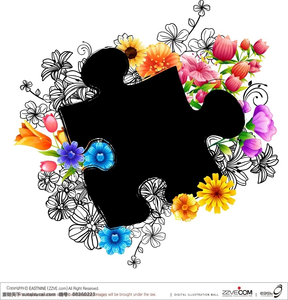 心形 花朵 花边 矢量 边框 花纹 鲜花 矢量图 花纹花边