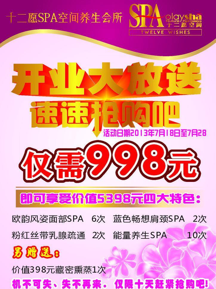 十 二 愿 单 页 单页 美容 抢购 套餐 十二愿单页 十二愿 欧韵雅诗 矢量