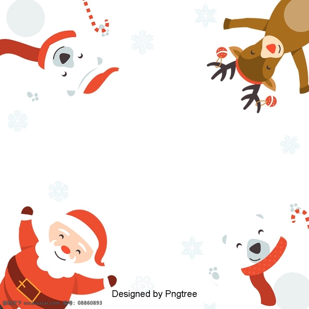 可爱 的卡 通 圣诞 背景 帧 圣诞老人 材料 卡通 圣诞节 鹿 北极熊