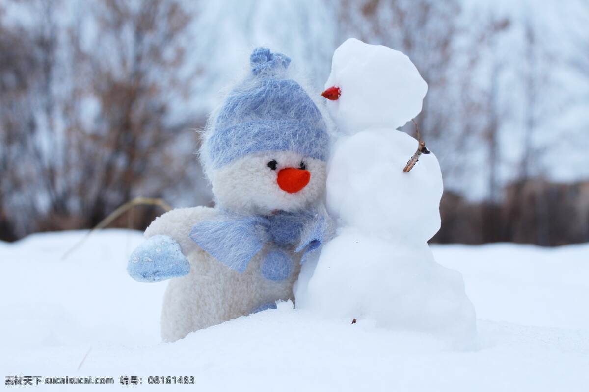 雪地里的雪人 雪人 冬季 雪地 雪景 堆雪人 童真 可爱 唯美 背景 雪 文化艺术 节日庆祝