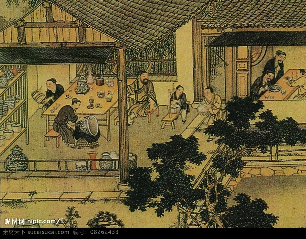 古画 人物 古建筑 古代人物 武侠小说插图 文化艺术 美术绘画 传统文化 设计图库