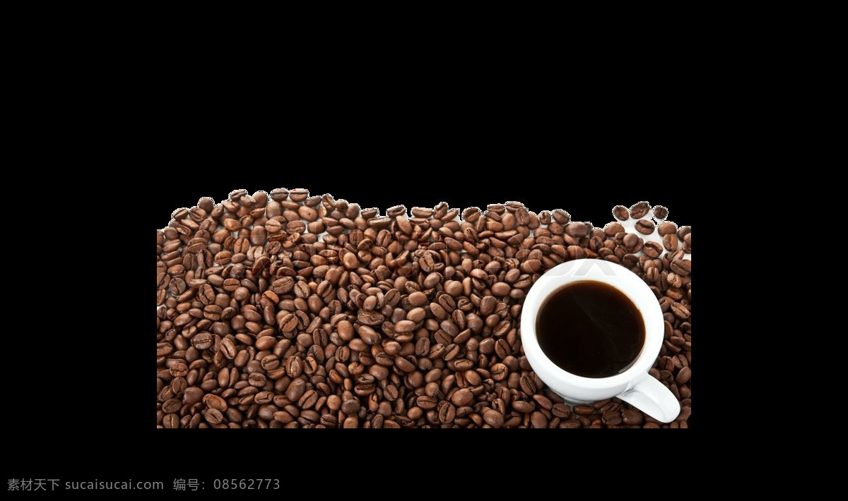 咖啡豆 上 放 杯 咖啡 元素 png元素 产品展示 免抠元素 透明元素