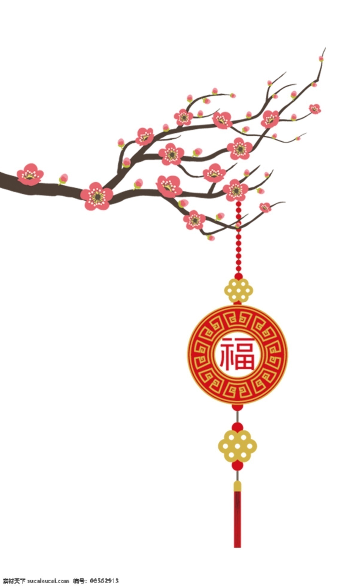 桃花 灯笼 图案 元素 红色 喜庆