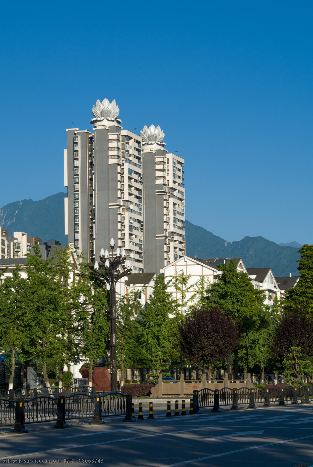 都江堰莲花路 都江堰 莲花 幸福大道 街景 蓝天 国内旅游 旅游摄影 黑色