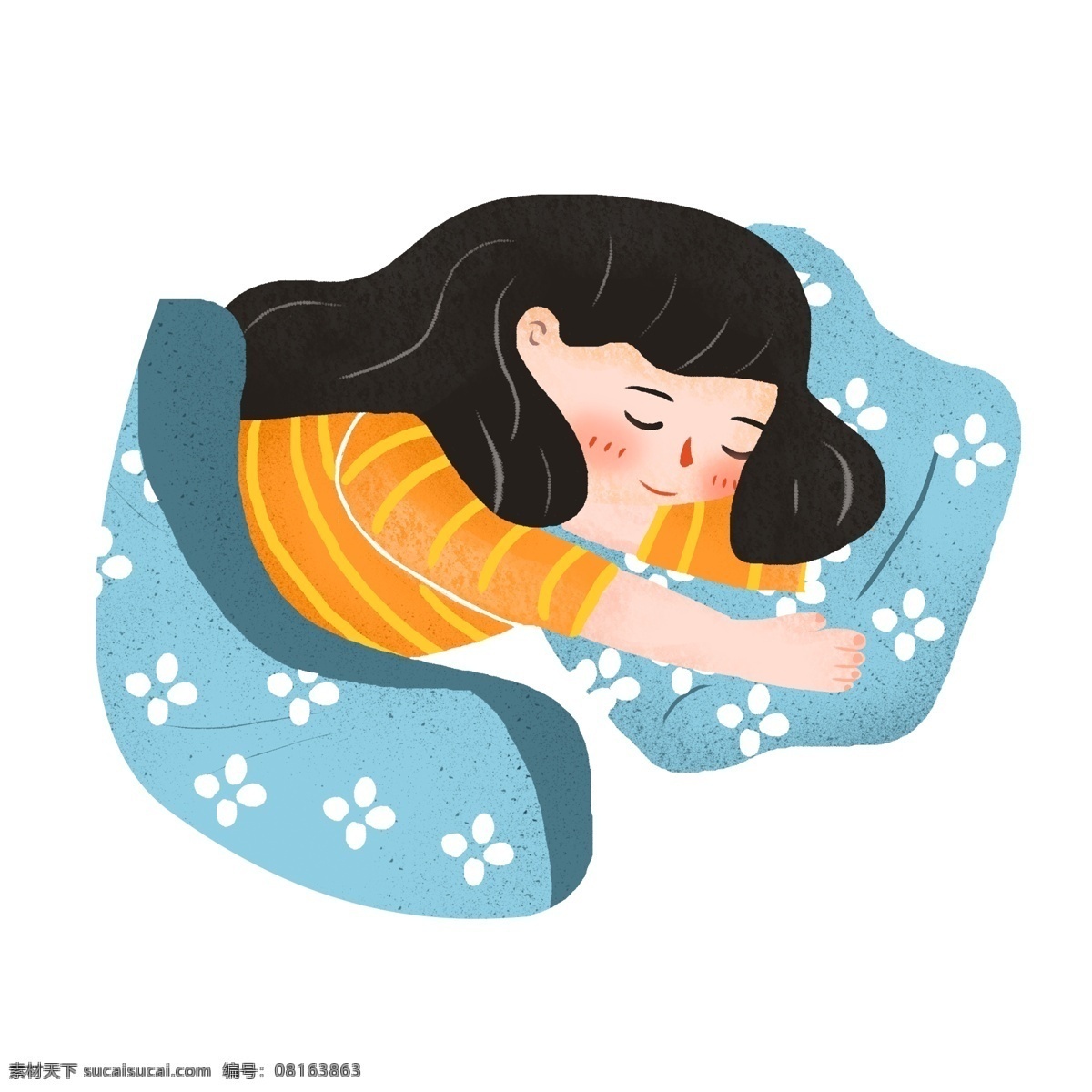 扁平化 睡觉 女孩 元素 睡觉的女孩 可爱 装饰 时尚 人物元素 免扣素材