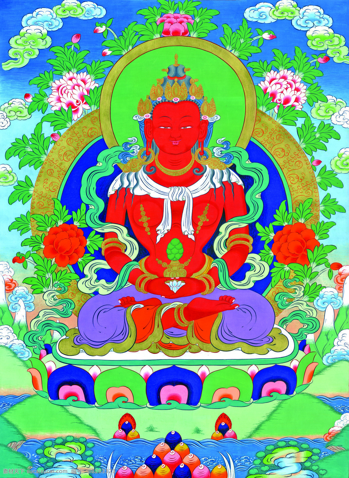 佛教唐卡 唐卡 长寿佛 菩萨 文化艺术 绘画书法 设计图库