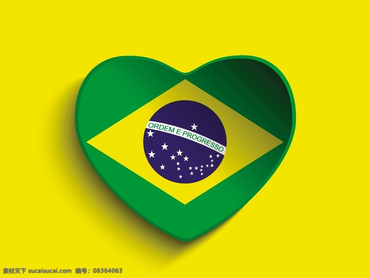 爱心 世界杯 标志 背景 模板下载 海报 巴西 体育运动 生活百科 矢量素材 黄色