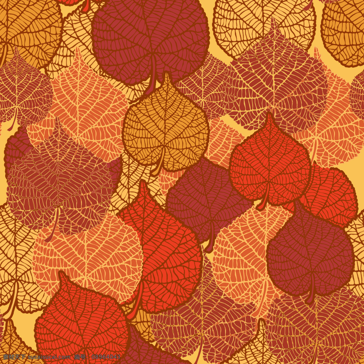 树叶 四方 连续 图 彩色 四方连续 高清 暖色 底纹边框 抽象底纹