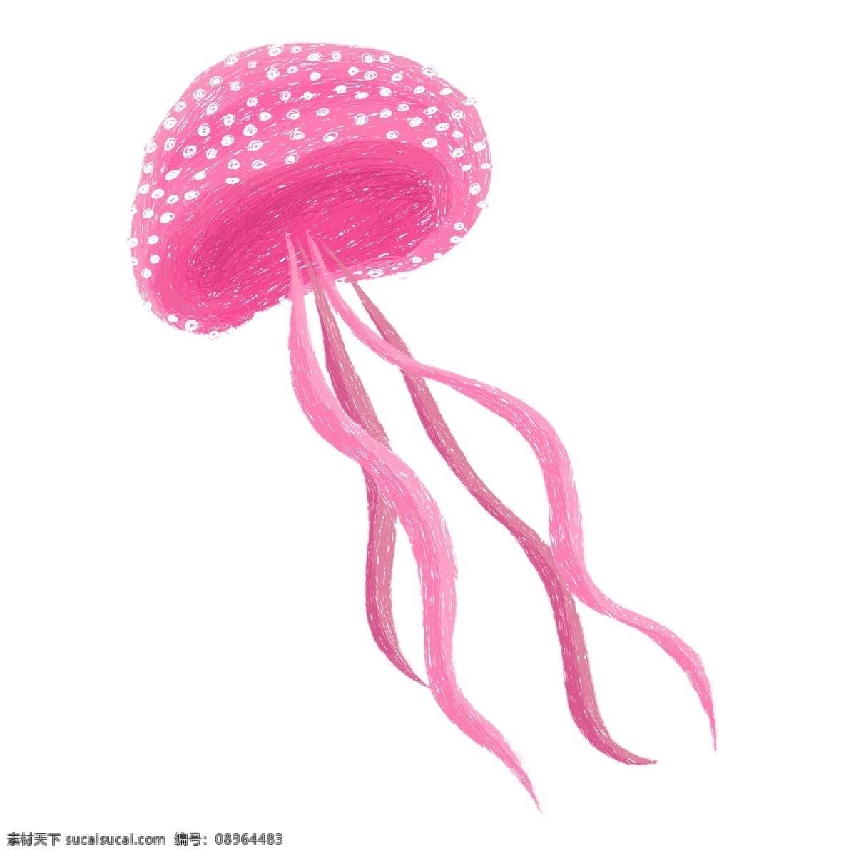 粉色 线圈 画 水母 插画 卡通 海洋生物 水母设计 线圈印象
