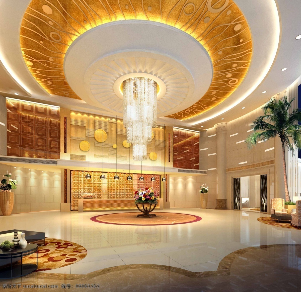 豪华 会所 大堂 效果图 阑崴筇眯 家居装饰素材