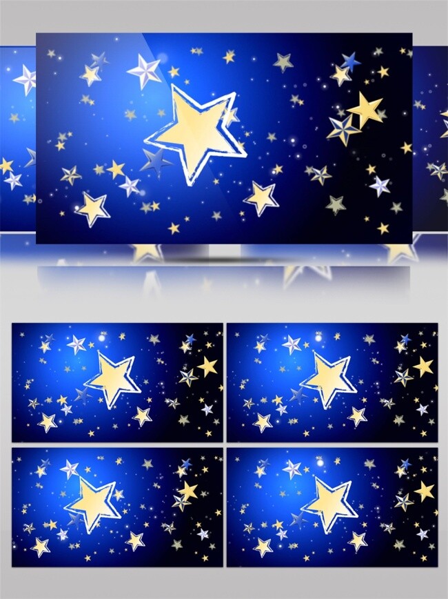蓝色 星星 视频 五角星 浪漫蓝色 梦幻星星 光晕散射 光衍射 炫酷光华
