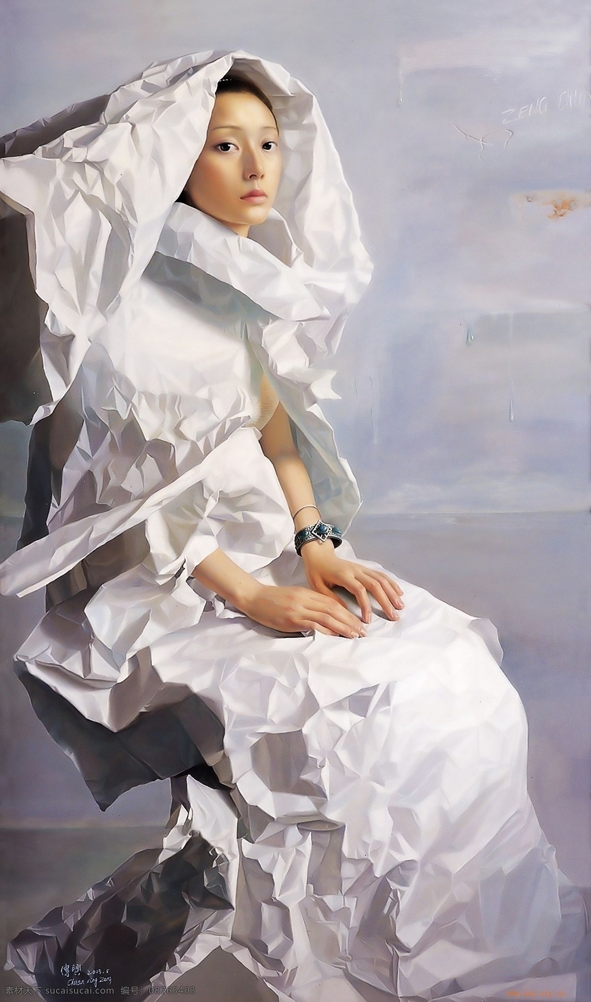 油画 bmp 绘画书法 美女油画 文化艺术 新娘 纸婚纱 家居装饰素材