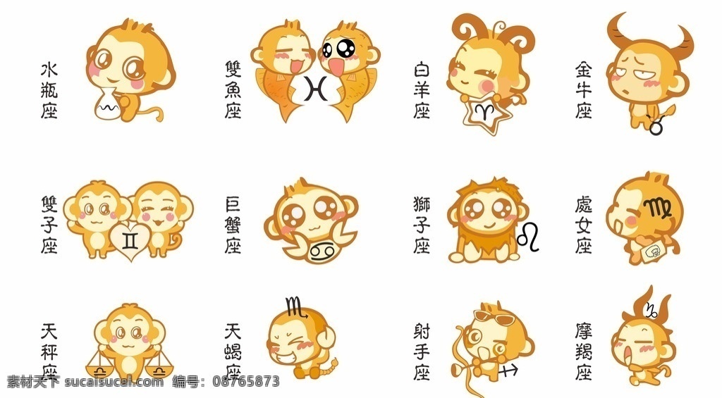 猴年 猴年十二星座 十二星座 猴星座 嘻哈猴星座 星座 嘻哈星座