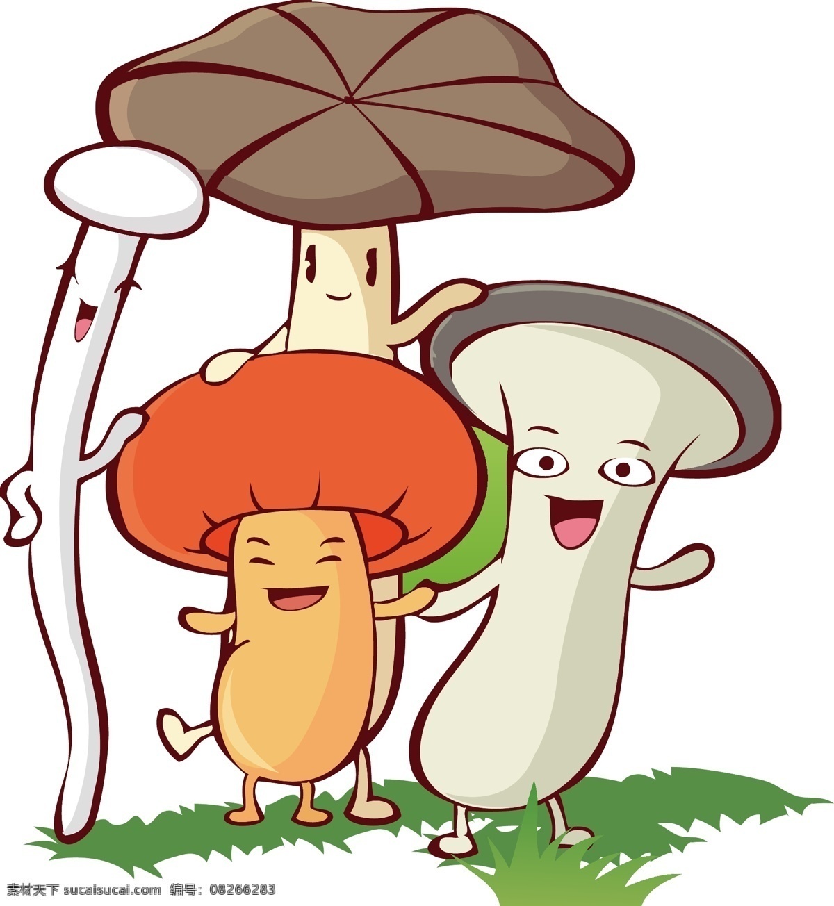 卡通蘑菇元素 卡通 可爱 舞动 蘑菇 跳跃