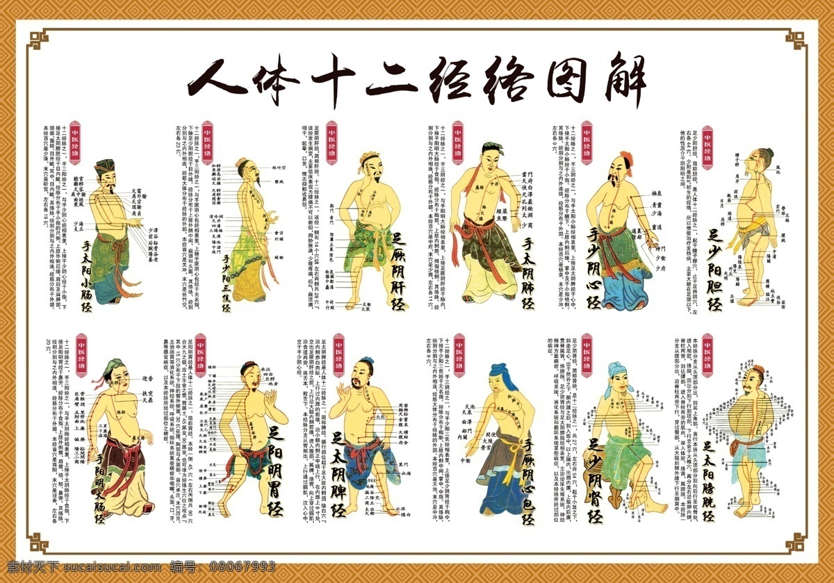 人体十二经络 经络 穴位 古代 古风 古代经络图 人体养护