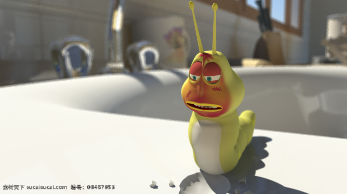 三维毛毛虫 三维 毛毛虫 受伤 动画 角色 3d设计 3d作品