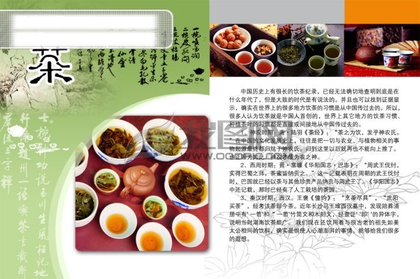 茶文化 画册 茶 茶叶图片 人物画 绿色 白色 为主 psd源文件