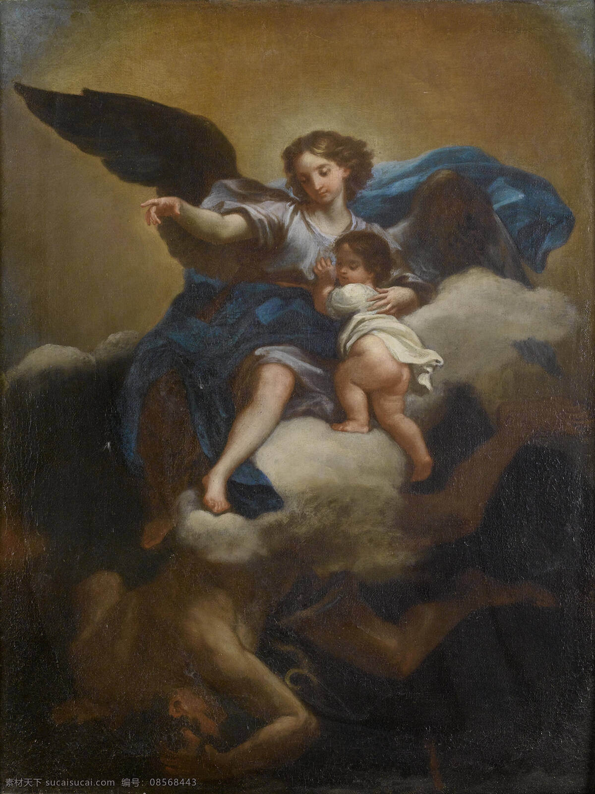 驱赶魔鬼 圣经故事 天使 搭救孩子 消除邪恶 古典油画 油画 绘画书法 文化艺术