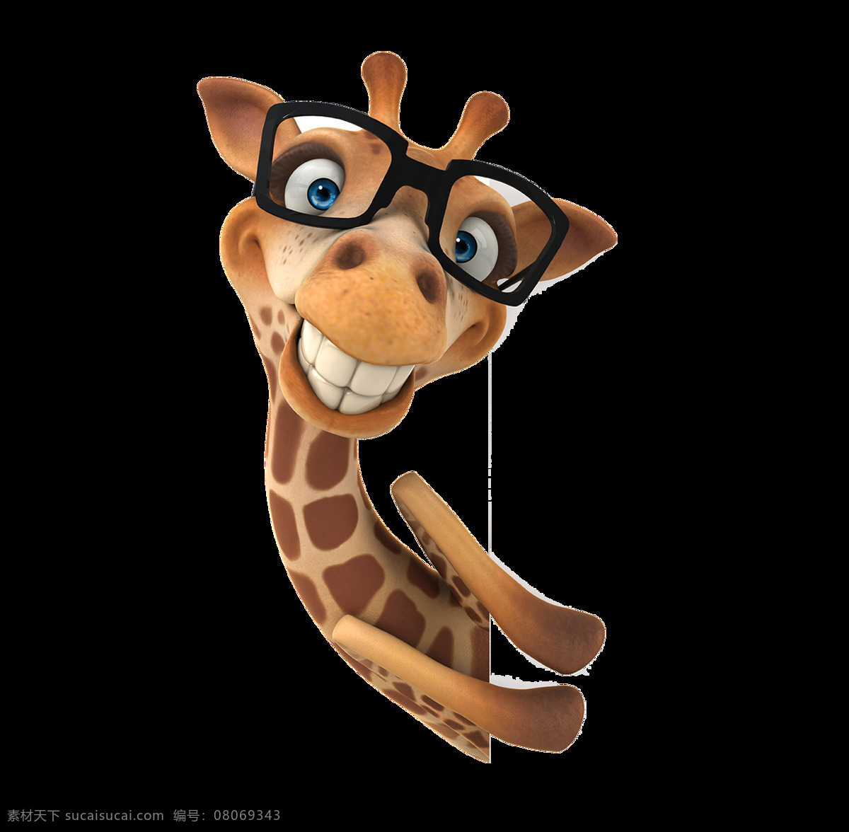 卡通 长颈鹿 透明 免 扣 元素 手绘 动物 长颈鹿头 眼镜