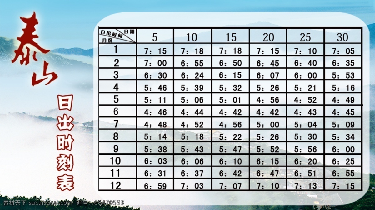 泰山 日出时刻表 旅游 泰安泰山 登山 分层 源文件