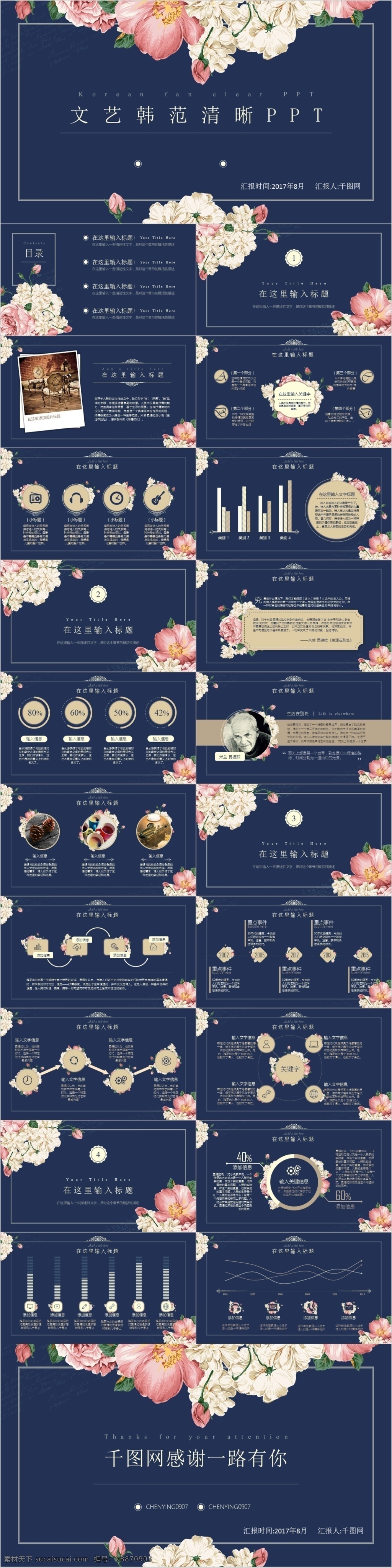 花朵 文艺 范 小 清新 模板 简约 唯美 ppt模板