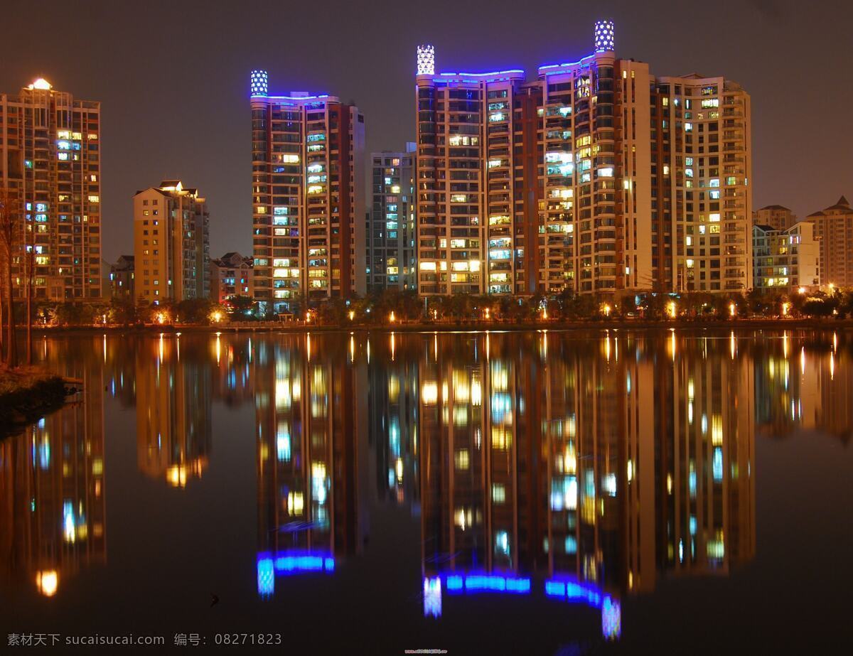 佛山 豪宅 建筑景观 美丽 夜景 自然景观 禅城 亚 艺 公园 亚艺公园 楼盘灯光 恒福湖景湾 大平层 一线望湖 高层洋房 矢量图 建筑家居