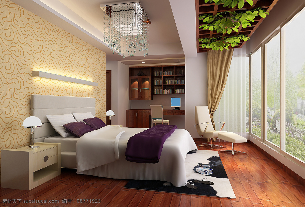 个性 创意 卧室 模型 3d模型 室内设计 双人床 卧室装修 max 黑色