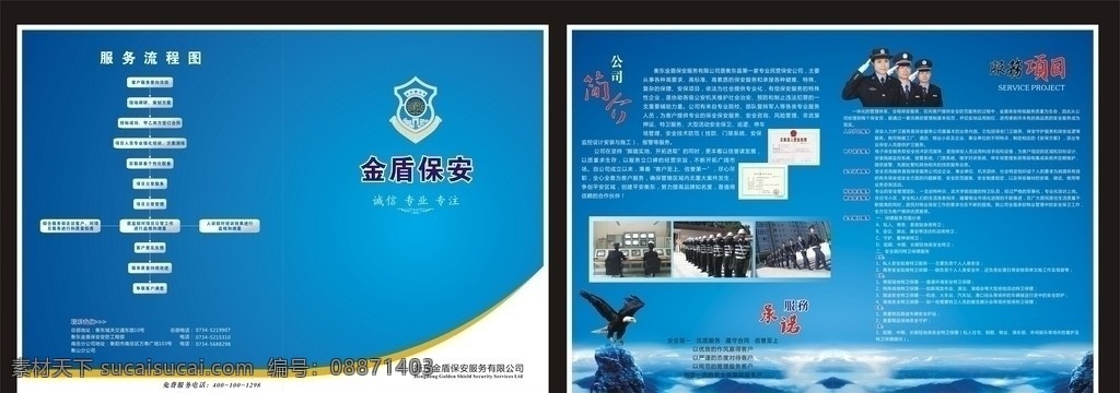 金盾保安画册 金盾保安 logo 公司简介 服务承诺 服务项目 大山 鹰 服务流程图 保安 精美画册 画册设计 矢量