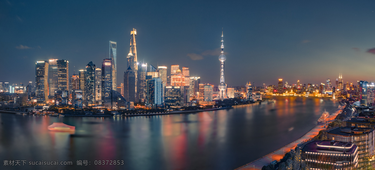 上海夜景 夜景 上海 江边 大都市 东方明珠 灯光 自然景观 风景名胜