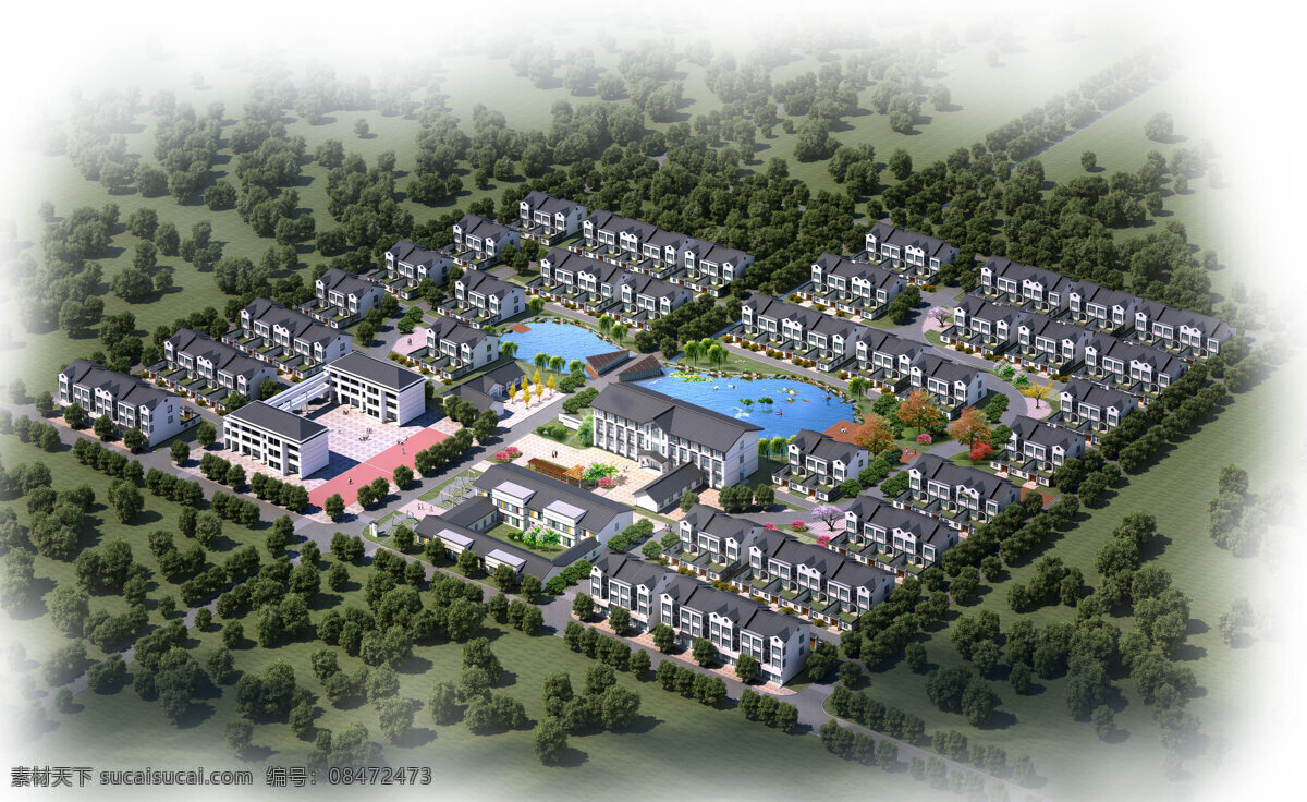 美丽新农村 住宅 学校 卫生院 服务用房 垂钓中心 3d设计 3d作品