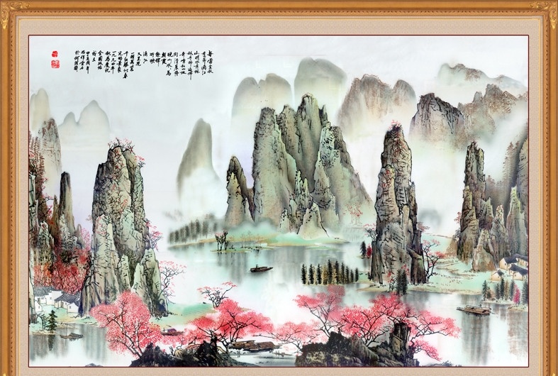 山水画 国画山水 山水国画 装饰画 客厅装饰画 办公室装饰画 水墨画 风水画 山水风景画 山水秀丽 分层 源文件