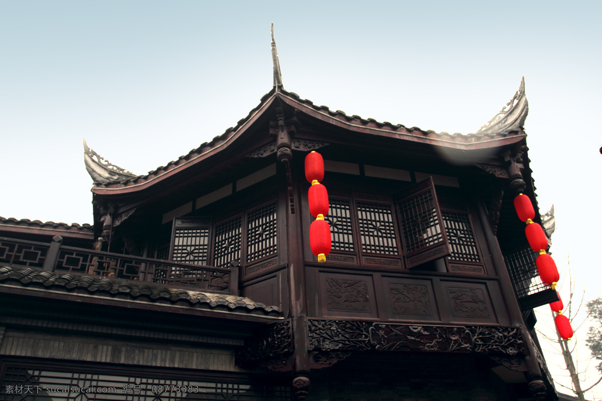 平乐古镇 平乐 古镇 屋顶 天空 灯笼 木头 建筑 中国风 国内旅游 旅游摄影