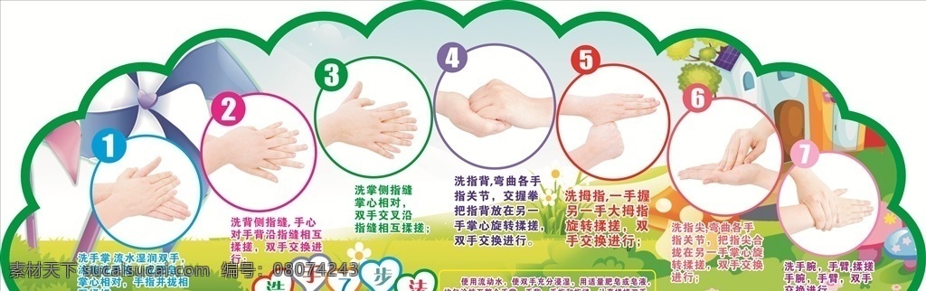 洗手7步法 洗手步法 洗手步骤海报 专业洗手方法 幼儿洗手 文化艺术