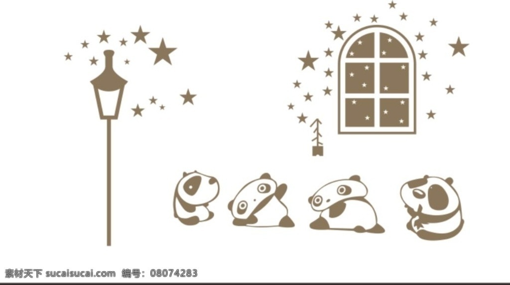 熊猫 路灯 硅藻 泥 图案 矢量 硅藻泥图案 图 雕刻图案 卡通图案 墙贴图案 幼儿园图案 底纹边框 花边花纹