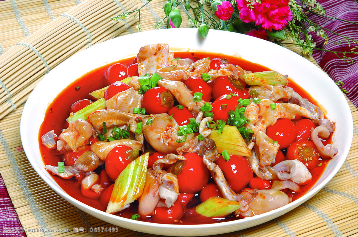 泡椒鱼泡 泡辣椒 鱼泡 葱花 摄影餐饮美食 传统美食 餐饮美食