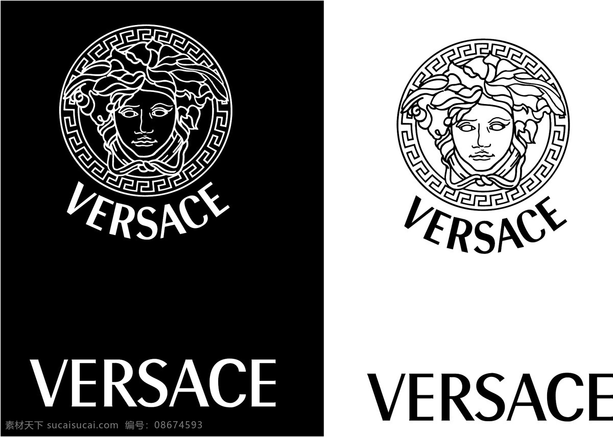 奢侈 品牌 范思哲 logo 名品 国际品牌 versace 印花图案 线描图标 标识 logo设计