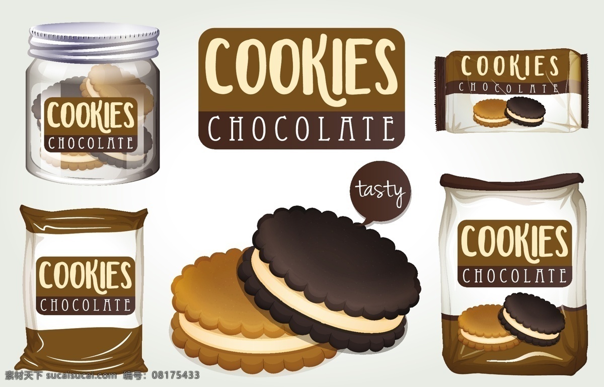 巧克力 饼干 不同 包装 说明 标识 食品 艺术 瓶 食品标识 绘图 插图 不同的 包