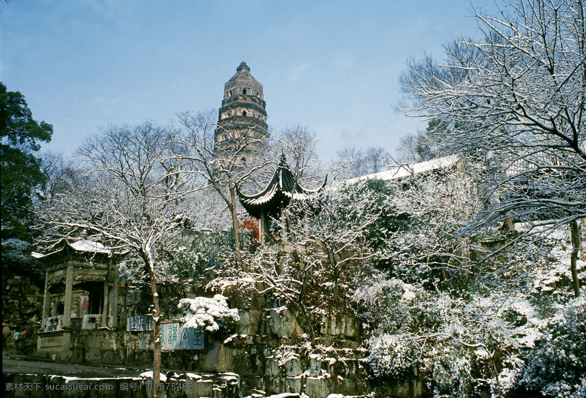 虎丘雪景 自然景观 自然风景 摄影图库 300