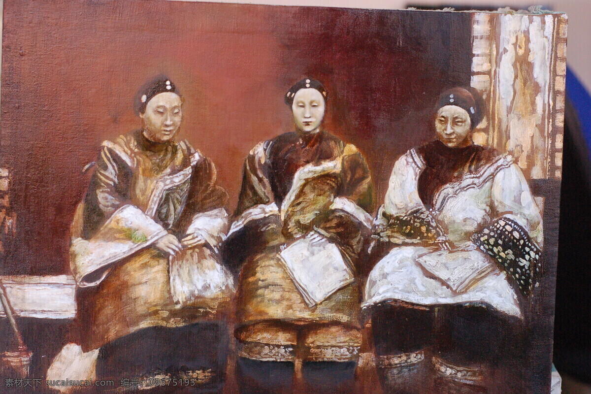 传统 服饰 服装 古典 古旧 绘画书法 美术 民族 清朝 人物 设计素材 模板下载 清朝人物 油画 艺术 技法 清 女人 布面油画 油彩 布面油彩 王栋油画 文化艺术 家居装饰素材