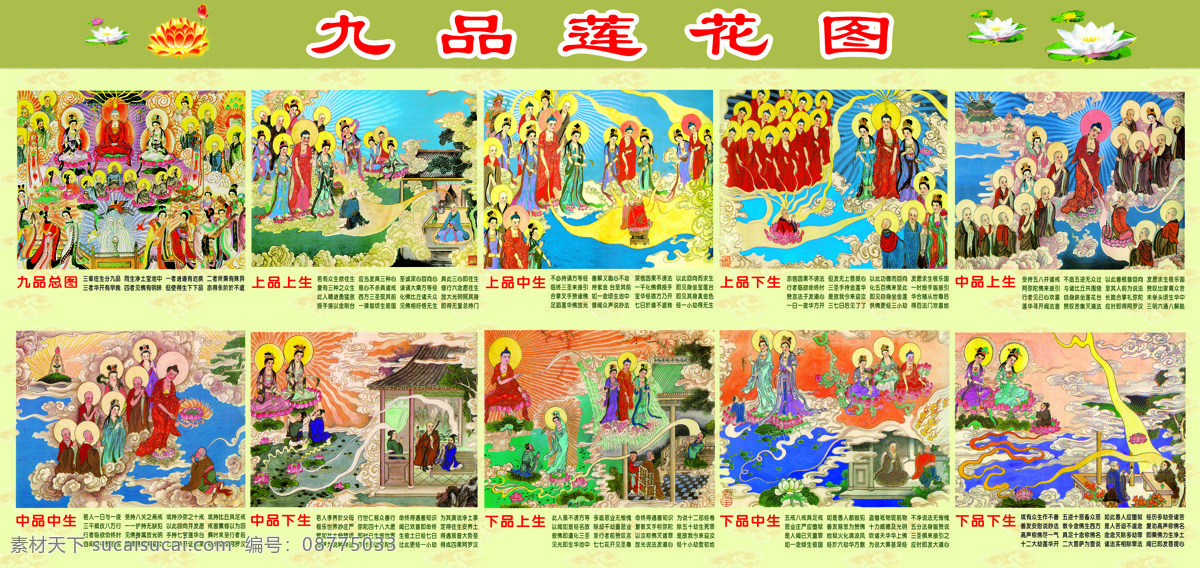 九品莲花图 西方世界 观经 宗教信仰 文化艺术