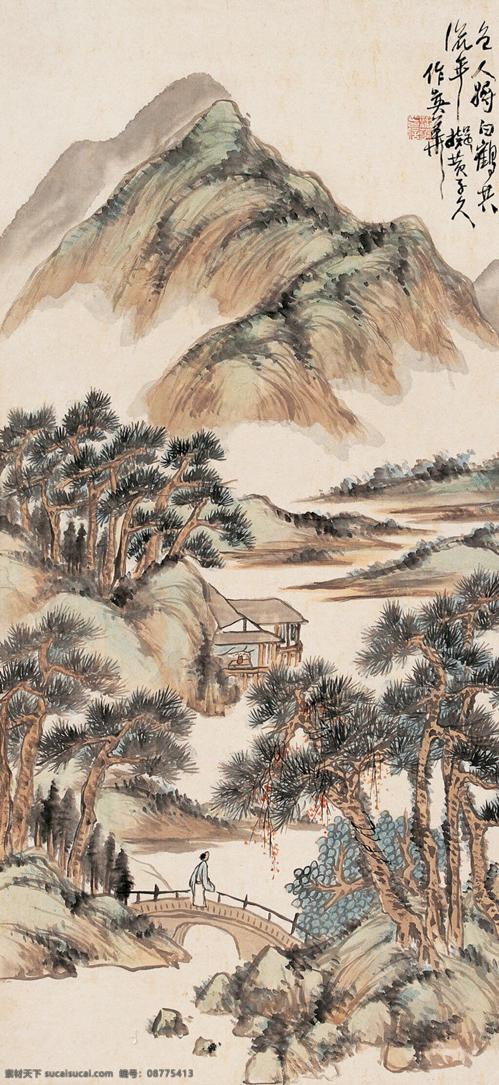 披麻皴山水 蒲华 写意 山水 清代绘画 古代绘画 披麻皴 传统绘画 文化艺术 绘画书法