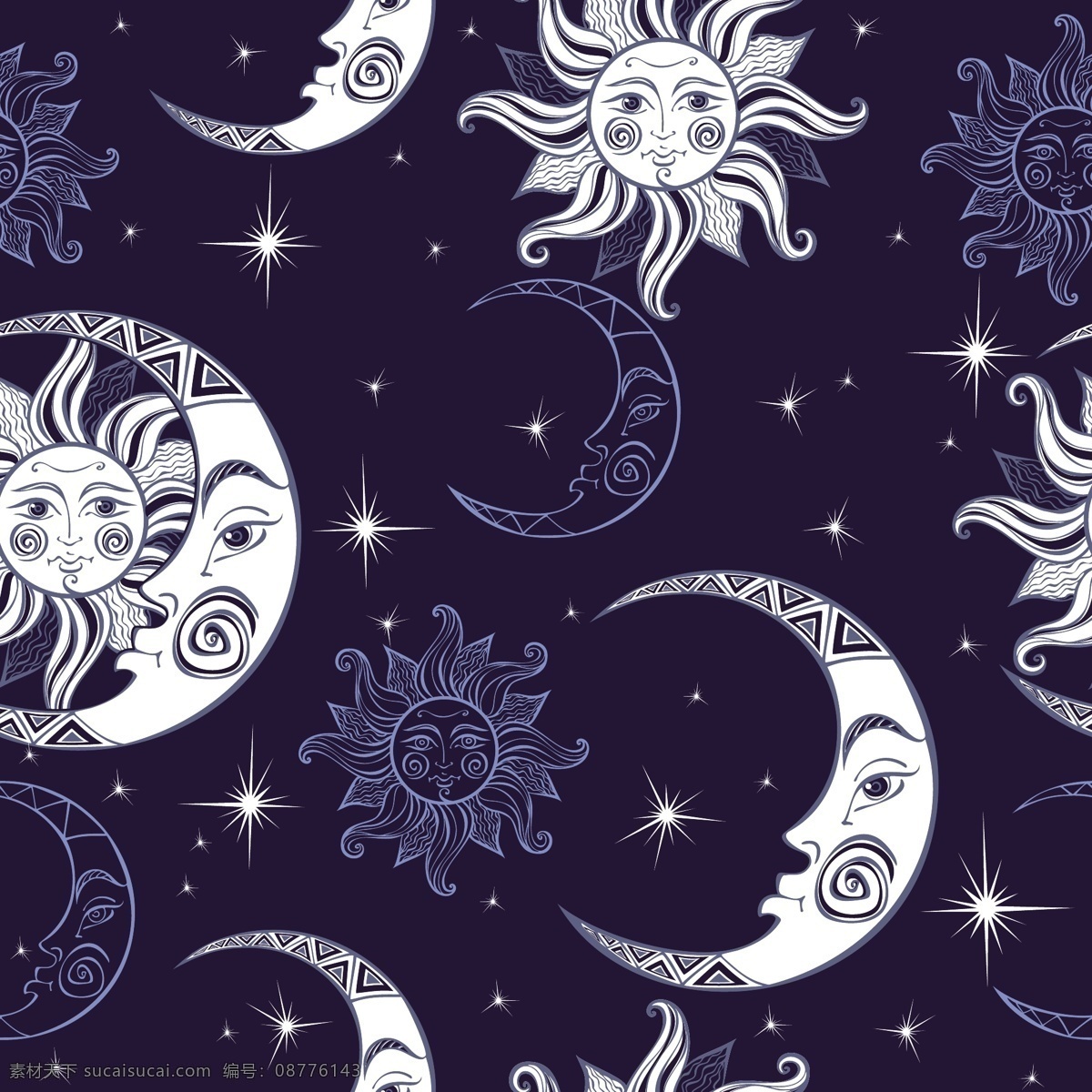 月亮星空 矢量图 大牌图案 抽象图案 月亮 星空 精美 面料 图案 花型 底纹边框 背景底纹