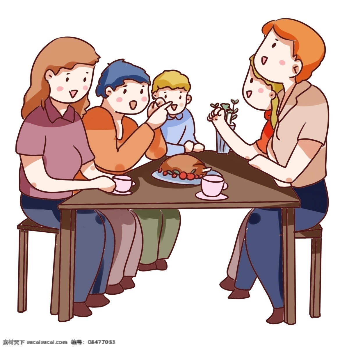 手绘 卡通 2019 朋友 聚会 手绘卡通 朋友聚会 装饰图案 手绘q版 吃饭 聚餐 吃过鸡 感恩节 感恩父母 元旦 欢庆